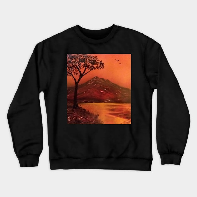 Fire Mountain Lake Crewneck Sweatshirt by Edwardtiptonart